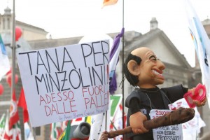 Manifestazione contro Governo Berlusconi e decreto salvaliste