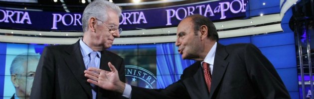 Mario Monti e Bruno Vespa a Porta a Porta