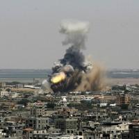 Esplosione missile israeliano a Rafah (Gaza)