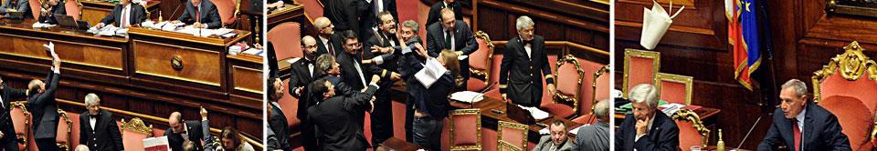 Jobs act, il Senato dice s� alla fiducia Libri contro Grasso, rissa tra Pd e Sel 
