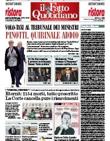 Copertina Il Fatto Quotidiano - Volo-taxi al tribunale dei ministri: Pinotti, Quirinale addio