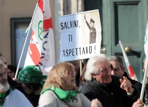 Piazza del Popolo. Manifestazione della Lega "Renzi a Casa"