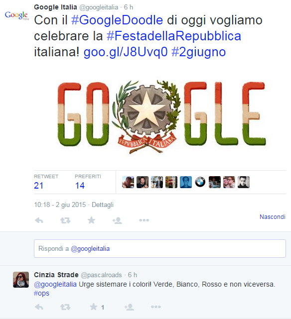 Festa della repubblica italiana google doodle sbaglia la for Sito della repubblica italiana