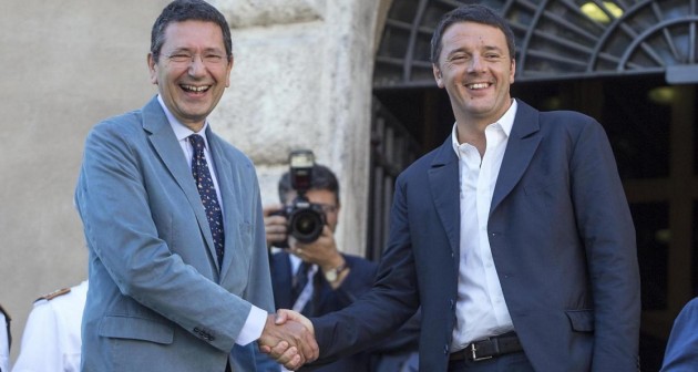 Ignazio Marino e Matteo Renzi ai Fori Imperiali
