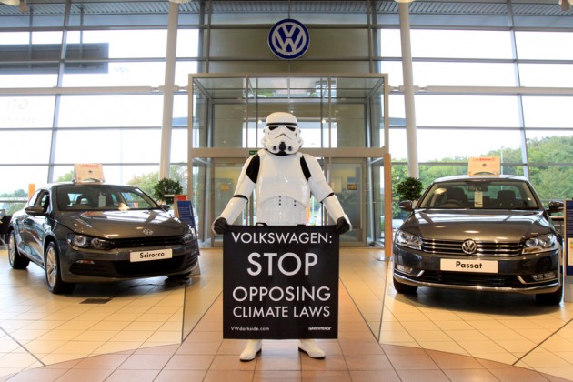 Action at Volkswagen Dealer in Leeds
