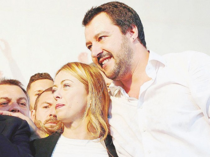 Giorgia Meloni con Matteo Salvini