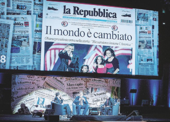 La festa per il compleanno di Repubblica all’Auditorium di Roma col direttore Mario Calabresi - Ansa
