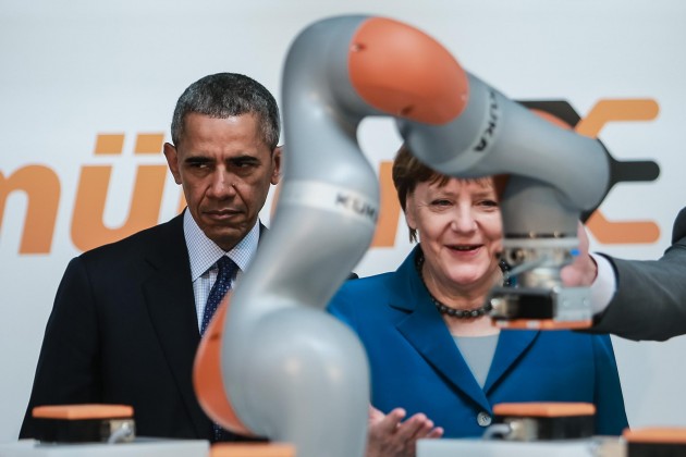  Barack Obama and Angela Merkel at the Hannover Fair 