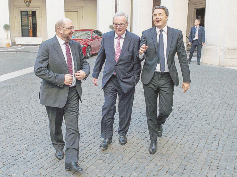 Schulz e Juncker ricevuti a Palazzo Chigi da Renzi