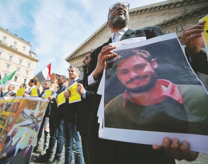 Roma, manifestazione per Giulio Regeni al Pantheon
