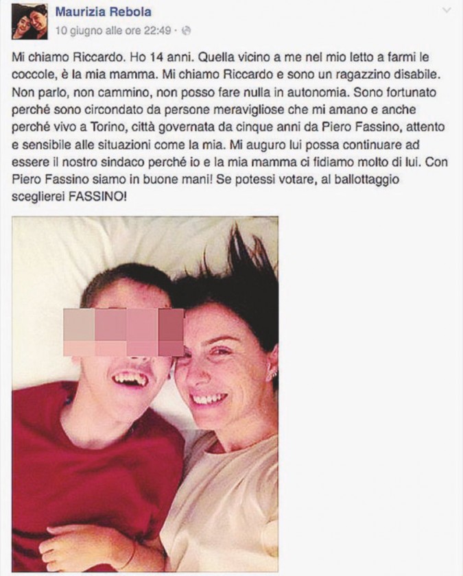 Strumento o messaggio? - Il post Facebook in cui Maurizia Rebola “dichiara” il voto di suo figlio