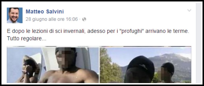 Matteo Salvini, nuovo epic fail: “Profughi alle terme, alla faccia nostra”. Ma sono richiedenti asilo vincitori di un premio