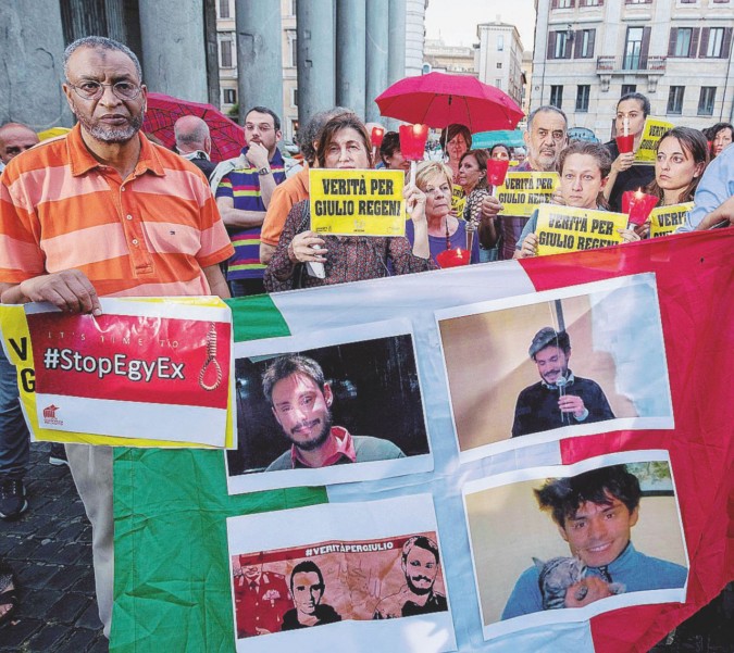 La fiaccolata di ieri nel centro di Roma a sei mesi dalla morte di Giulio Regeni - Ansa
