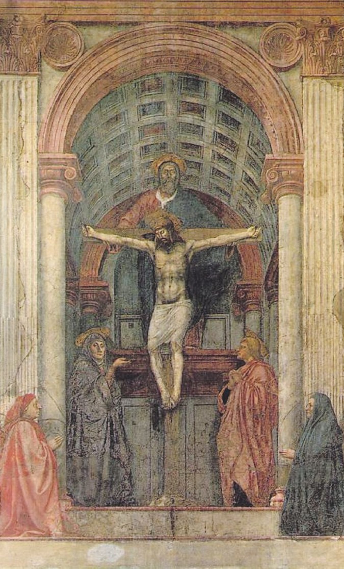Trinità di Masaccio secondo la prospettiva del Brunelleschi, Santa Maria Novella 1426-28