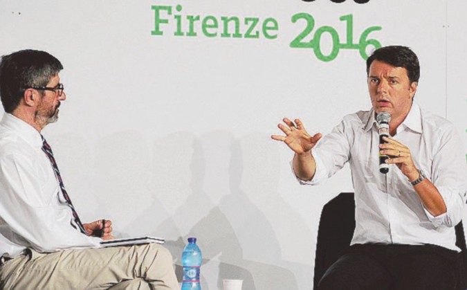 “Caro direttore” - Riotta intervista Renzi alla festa dell’Unità di Firenze - LaPresse