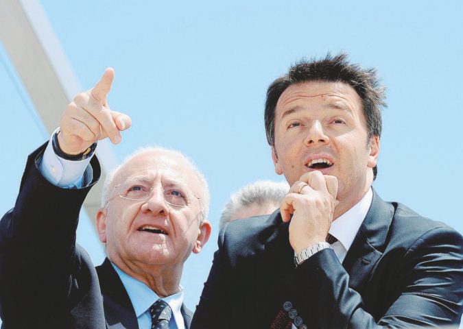 Il governatore Vincenzo De Luca con il premier Matteo Renzi