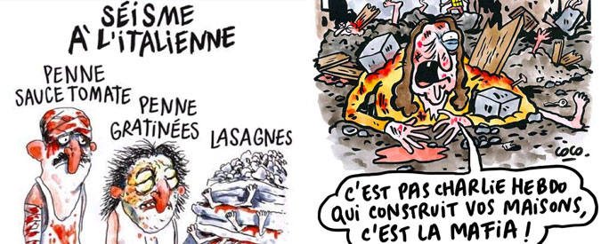 Amatrice querela Charlie Hebdo: “Vignette macabre. Non è satira”