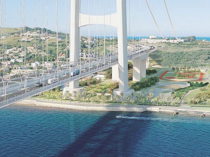 Un’elaborazione grafica del Ponte sullo Stretto - Ansa