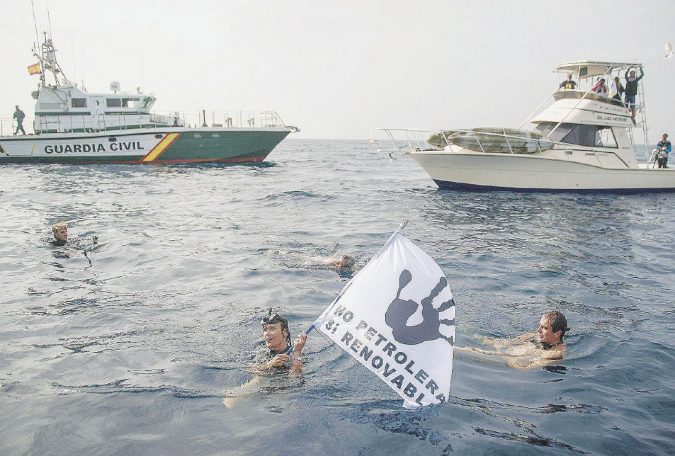 demonstration against Repsol's oil drilling