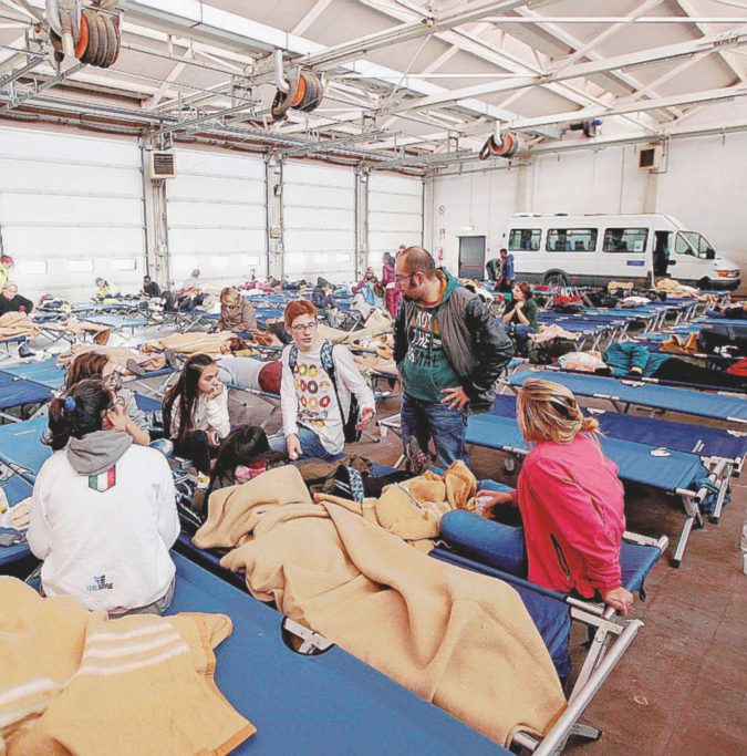 Camerino, il ricovero degli sfollati del terremoto