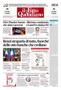 Copertina Il Fatto Quotidiano - Renzi straparla di tutto, fuorché delle otto banche che crollano