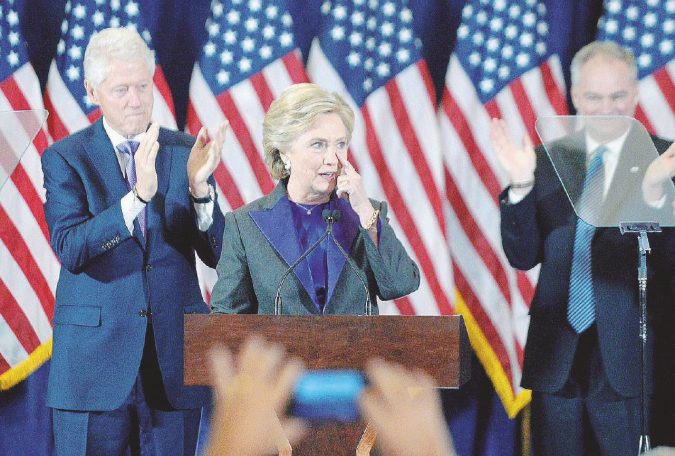 Hillary Clintons addresses her staff and supporters following her defeat - NYC