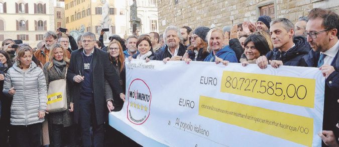 In sei anni - È la cifra restituita dagli eletti M5S di ogni livello: ieri si è festeggiato a Firenze - Ansa
