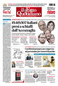 Copertina Il Fatto Quotidiano - 19.419.507 italiani presi a schiaffi dall’Accozzaglia