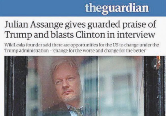 “Assange con Putin e Trump”. La superbufala del Guardian
