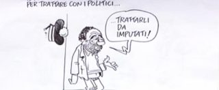 Copertina di Servizio Pubblico, le vignette di Vauro: da Berlusconi a Bersani
