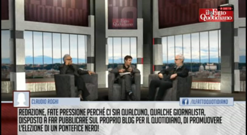 Copertina di Fatto Tv, il Papa si è dimesso. Riguarda lo speciale con i colleghi di Radio Vaticana e Adista