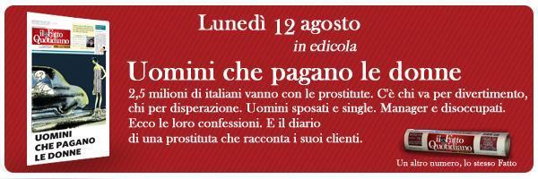 Il Fatto del lunedì, uomini che pagano le donne