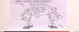 Copertina di Servizio Pubblico, le vignette di Vauro: dalla legge di stabilità a Balotelli