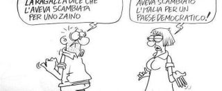 Copertina di Servizio Pubblico, le vignette di Vauro: dagli scontri a Roma a B. ai servizi sociali