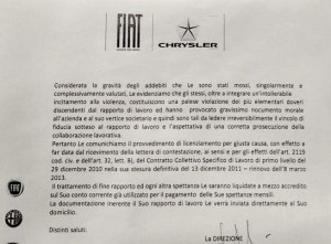 fiat lettera licenziamento
