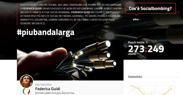 Copertina di Internet, petizione “social bombing” al ministro Guidi: “Vogliamo più banda larga”