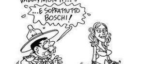 Copertina di Servizio Pubblico, le vignette di Vauro: Renzi “boy scout” in tutte le salse