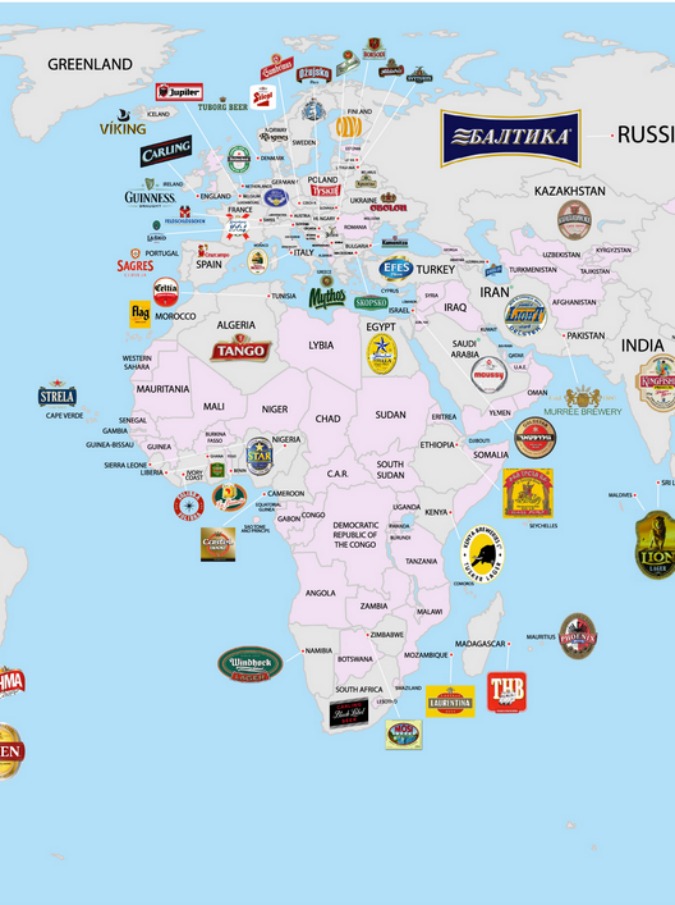 La mappa delle birre preferite al mondo