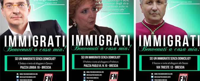 Immigrazione, a Brescia manifesti Forza Nuova contro sindaco, prefetto e vescovo