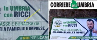 Copertina di Elezioni regionali 2015, Lega Nord: gaffe sul manifesto di Salvini in Umbria