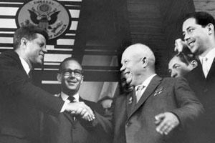 3 giugno 1961, presidente americano John F. Kennedy e leader sovietico Nikita Krusciov. Primo incontro a Vienna sul futuro di Berlino
