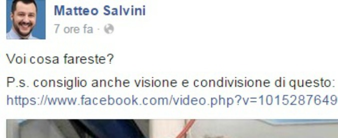 Salvini e i rom, su pagina Facebook forni crematori e foto di Hitler