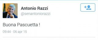 Copertina di Antonio Razzi: “Buona Pascuetta”. E il tweet diventa subito virale