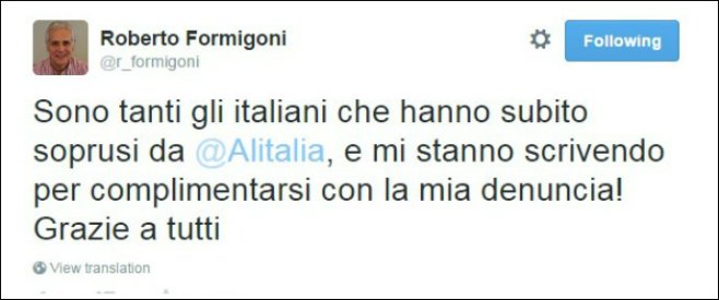Copertina di Formigoni litiga in aeroporto, poi su Twitter: “Tanti hanno subito soprusi da Alitalia e si complimentano con me”