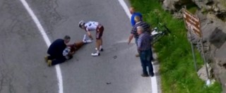 Copertina di Pozzovivo al Giro d’Italia cade e sbatte la faccia. “E’ lucido e cosciente” (FOTO e VIDEO)