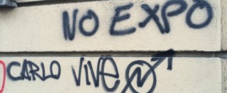 No Expo Milano, il giorno dopo la manifestazione: ecco le scritte sui muri dei black bloc