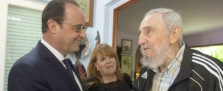 Copertina di Cuba, Francois Hollande incontra Fidel Castro. “Si tiene informato su Internet e aveva voglia di parlare”