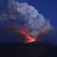 Il vulcano Wolf erutta fumo e lava – Isola Isabela