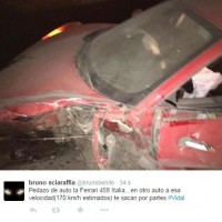 Da Twitter alcune immagini della Ferrari distrutta