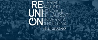 Copertina di ReUnion, il primo raduno mondiale laureati all’università Bologna con Don Ciotti, Guccini, Eco e Prodi